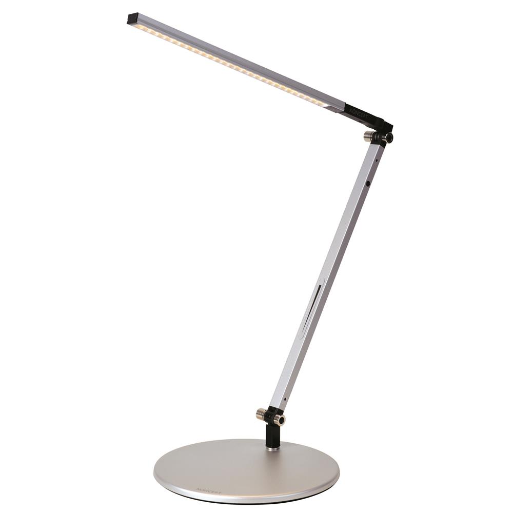 Koncept Lighting AR1100-WD-SIL-THR Z-Bar Solo mini Desk Lamp with through-table mount (Warm Light; Silver)